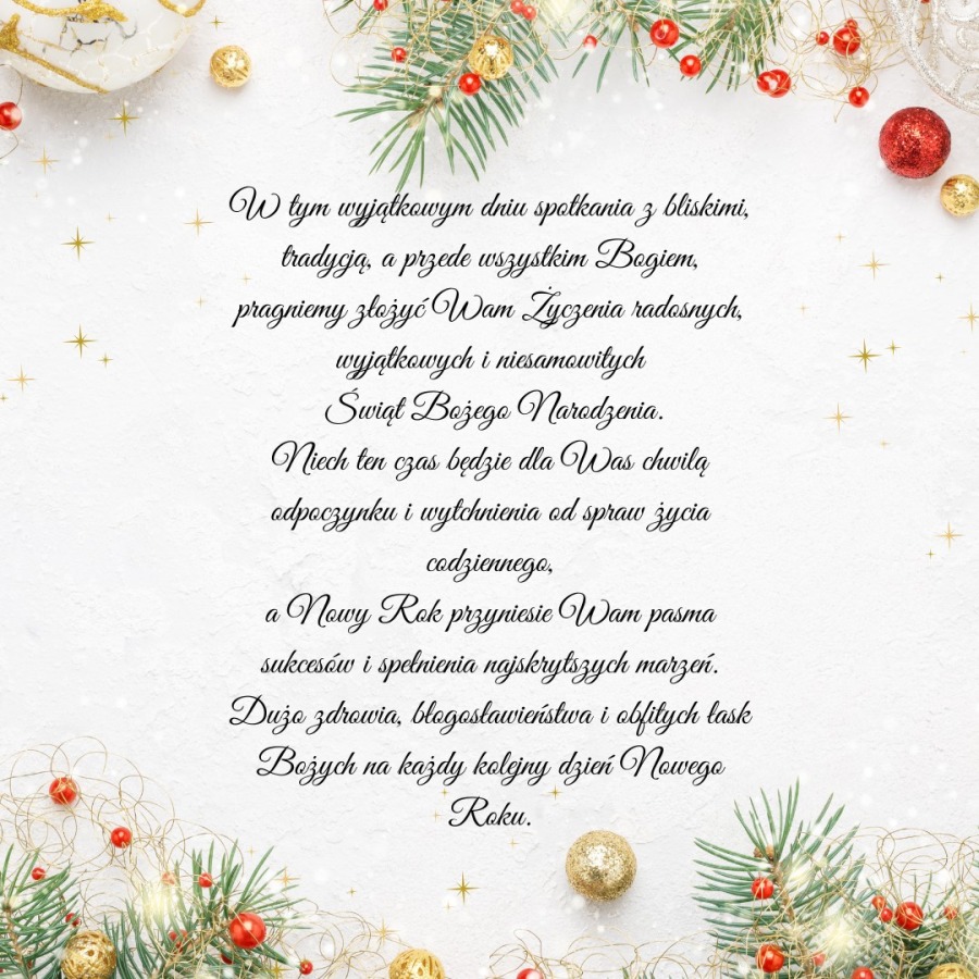 Świąteczne życzenia z okazji Świąt Bożego Narodzenia